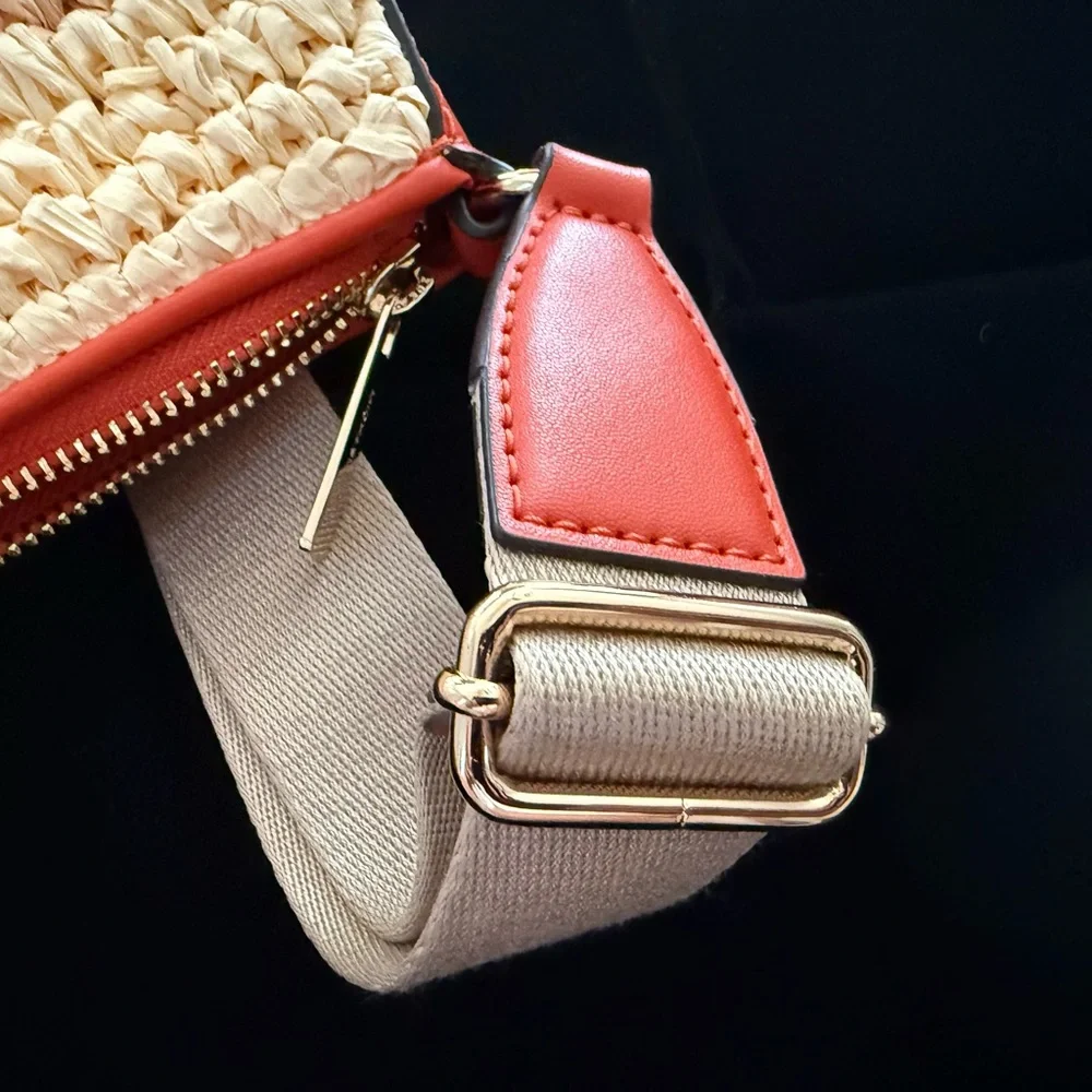 Michael Kors Orange and Cream Woven Crossbody Bag - Picture 7 of 10